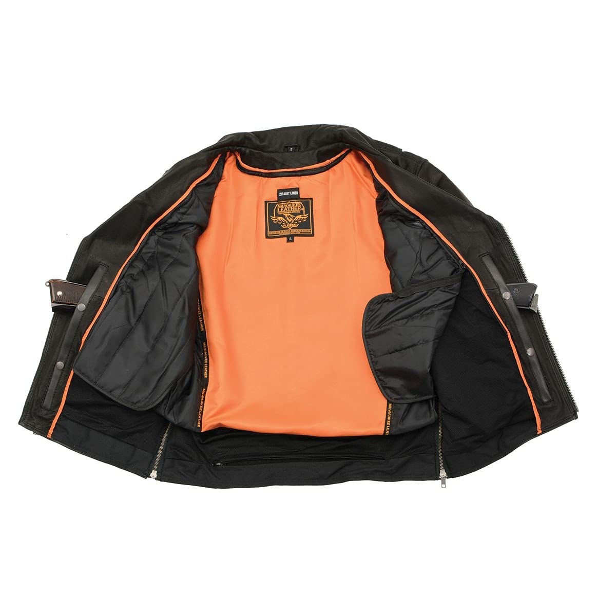 Milwaukee Leather MLM1516 Black Real Leather Motorcycle Jacket for Men Vintage Brando Style Biker Jacket — view 7