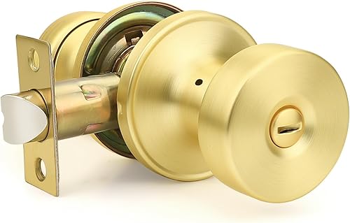 Miniatura 25 de Orger Paquete de 1 pomo de puerta interior negro mate, perilla de puerta de privacidad reversible con cerradura, pomo redondo sin llave para baño y