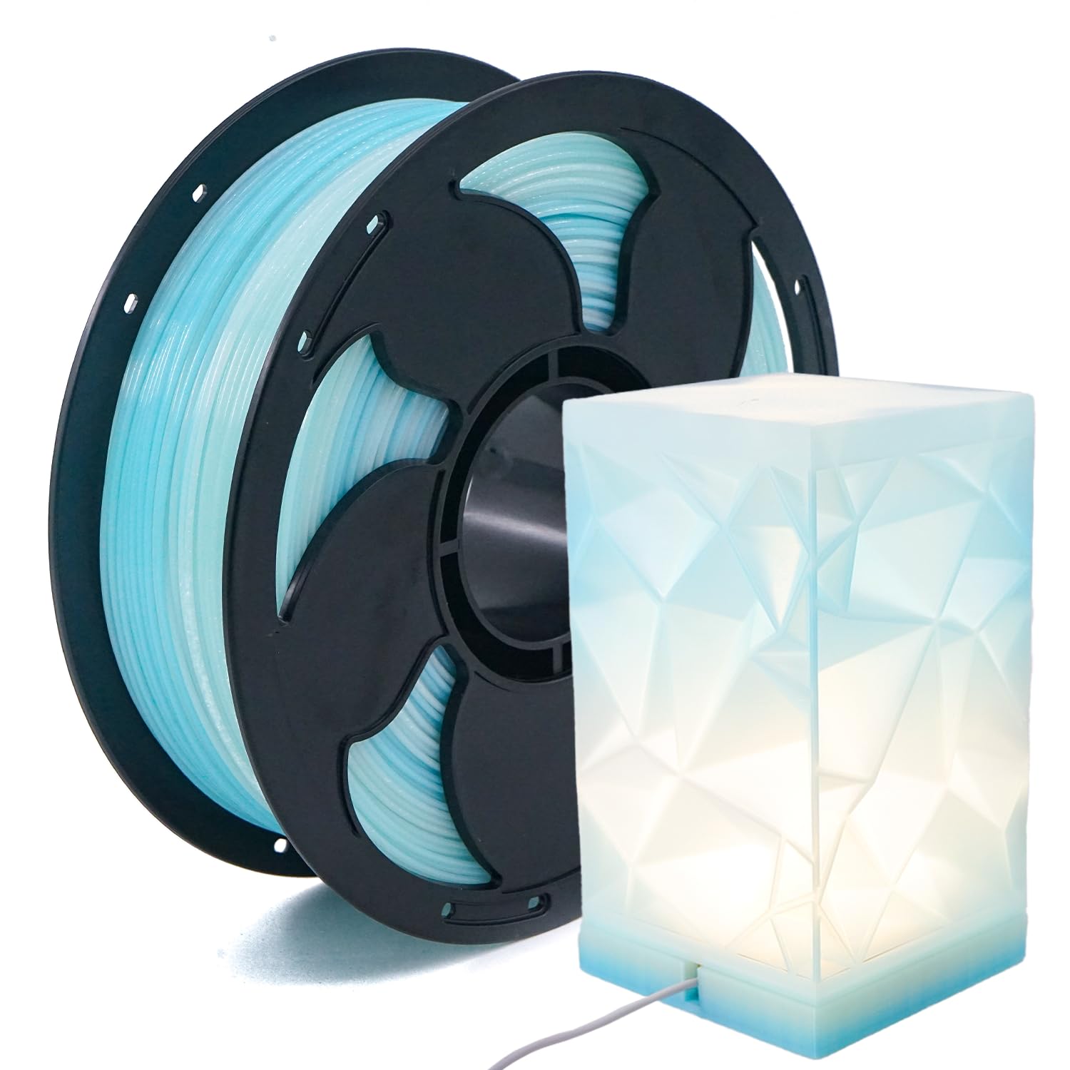 Jedwabny gradientowy tęczowy półprzezroczysty niebo filament PLA 1,75 mm filament do drukarki 3D o wysokiej intensywności, wzmocniony filament do drukowania 3D PLA, 1 kg, szpula starannie nawinięta
