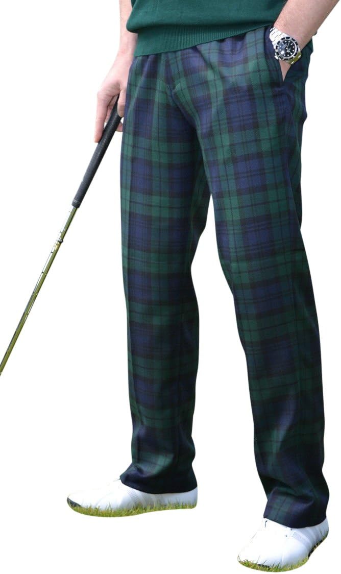 Carabou Mens Traditional Scottish Black Watch Tartan Golf and Dress Trouser New (34 L)