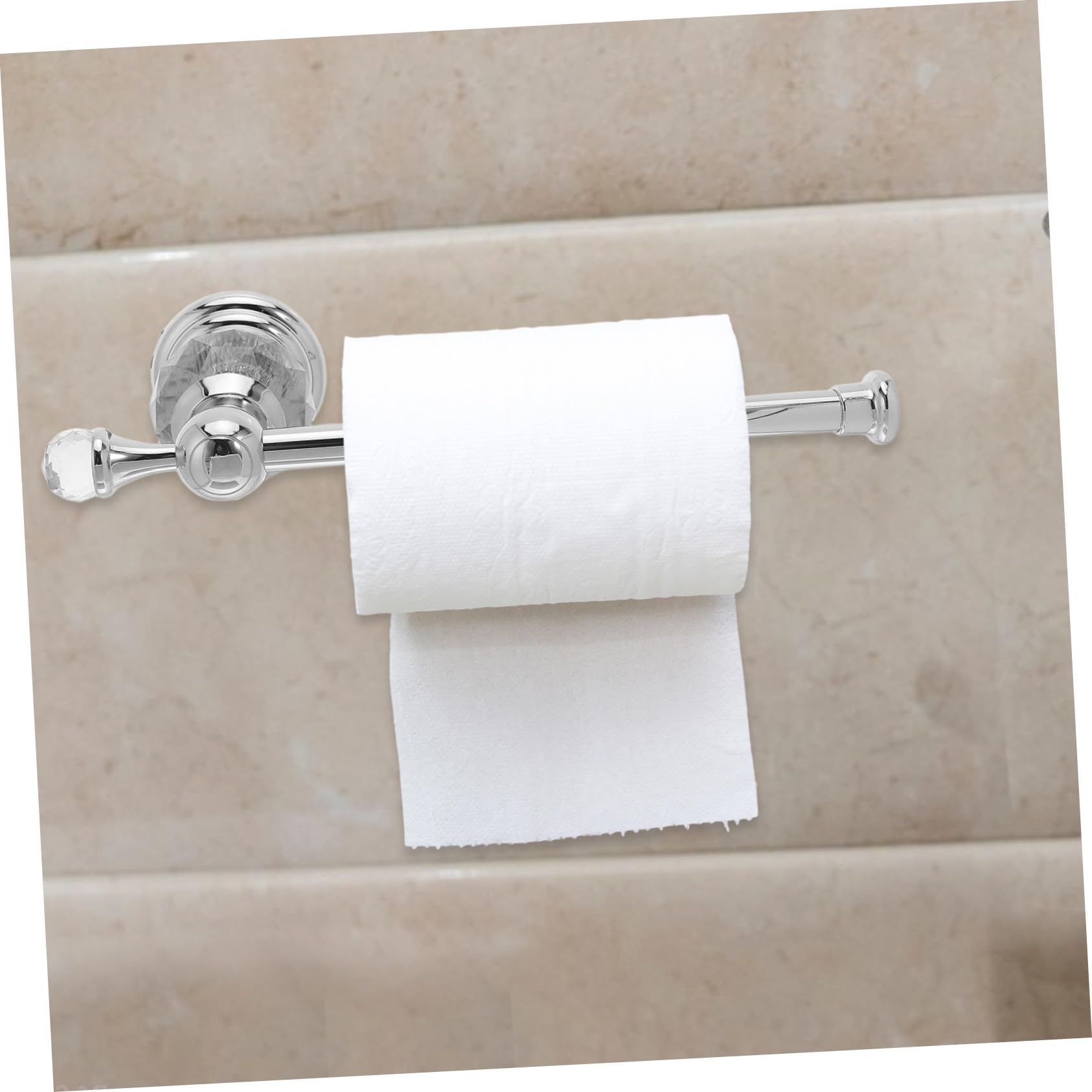 Portarrollos de Papel Higiénico de Cristal Plata de Acero Inoxidable | Acabado Decorativo, para Baños Compactos, Diseño Versátil Estética Clásica y Contemporánea