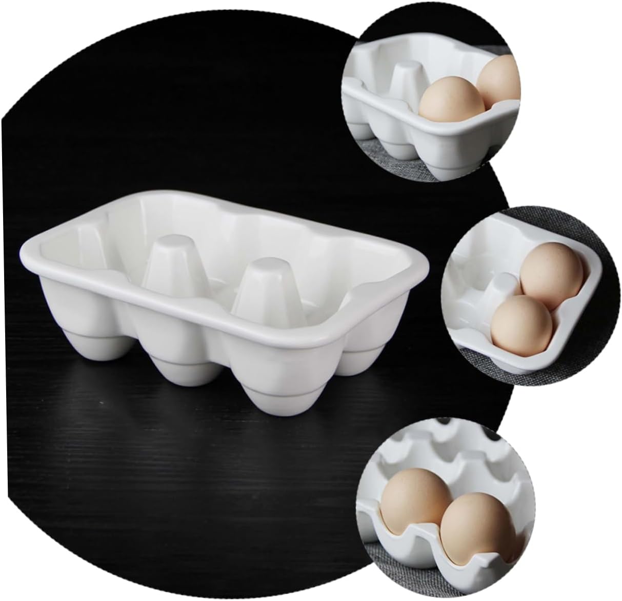Gadpiparty Ceramic Egg Holder for Refrigerator Egg Organizer Box Shockproof Design and for Kitchen Storage and Cooking