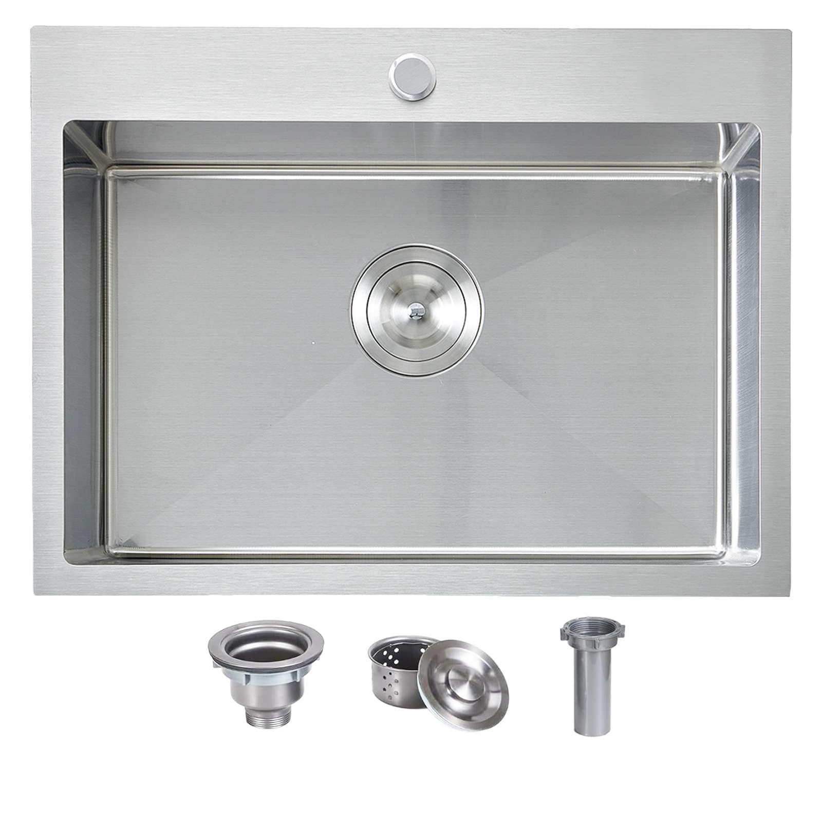 Photo 1 of ***SIMILAR*** HOTIS 22x18 Inch Drop In Kitchen Sink, Stainless Steel Handmade Single Bowl Topmount Kitchen Sink, Brushed Nickel Prep Sink with Strainer