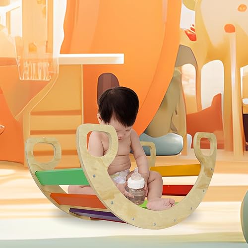 Miniatura 9 de ACEHOME Toys - Arco de escalada para niños, balancín de arco escalador, juguetes de escalada de madera para niños pequeños de 1 a 3 años, escalera