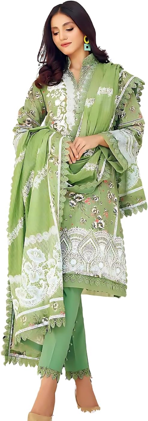 Gul Ahmed Salwar Suit for Women Party Dress 3-Piece Embroidered Digital Printed Paper Cotton Sequins Unstitched Suit with Embroidered Stripe Cotton Silk Dupatta FE-32028 at Amazon UAE