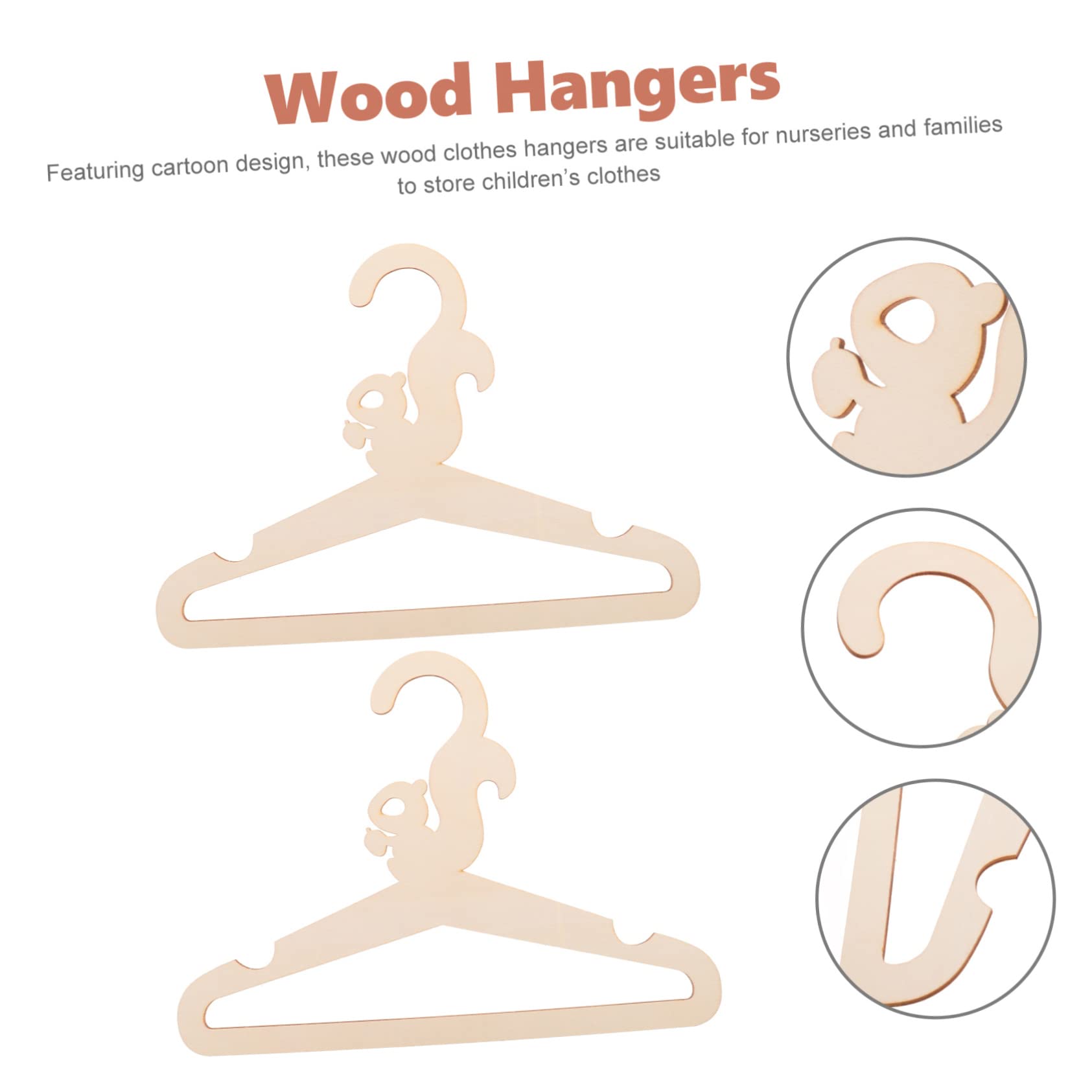 SOLUSTRE 5Pcs Wooden Animal Design Hangers for DIY Cartoon Hangers for Clothing Construction Slip Finish for Closet Organization and Drying