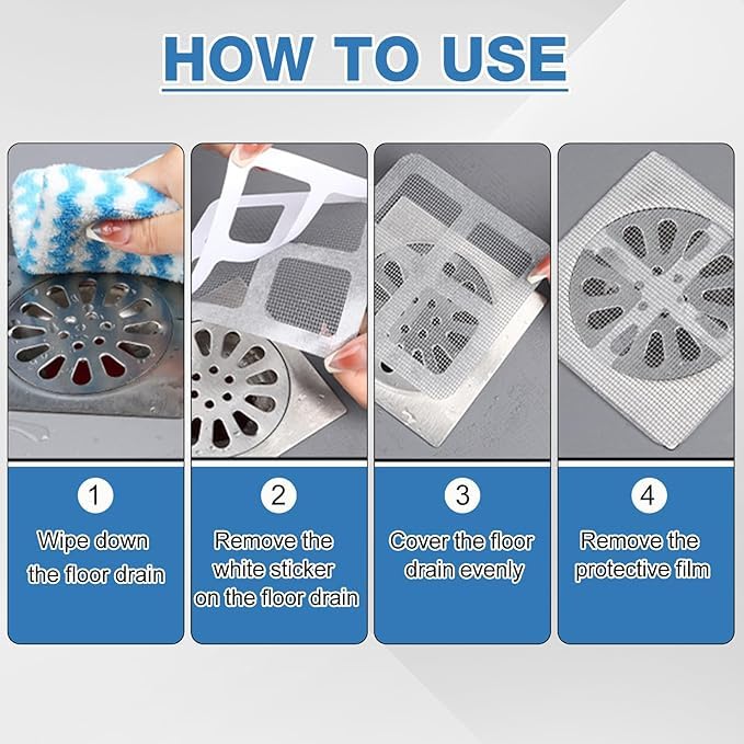Image of (Pack of 5) Premium Stainless Steel Sink Strainer with Hair Catcher & Drain Strainer | Kitchen Sink Drain Filter, Bathroom Drain Cover Mesh, Anti Rat Drain Cover | Waterproof Drain Stickers