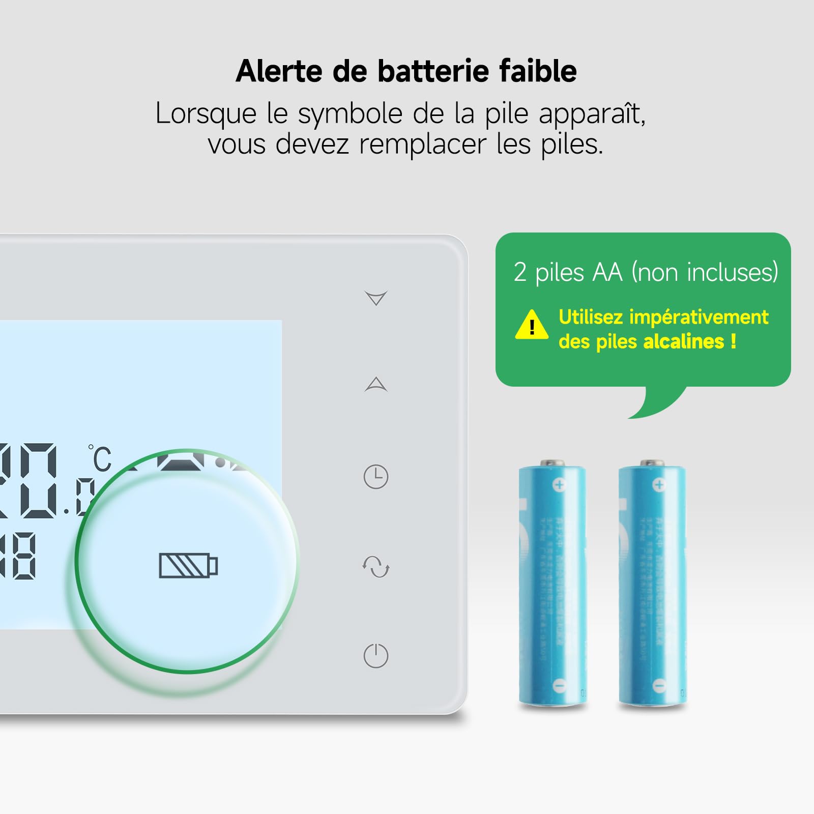 Beok Thermostat Chaudiere Gaz 2 Fils à Piles,Thermostat Mural, Thermostats Programmable Filaire,Thermostats d'ambiance,Alimentation par Piles 2 AA,Aucune Fonction WiFi,Pile Non Incluse