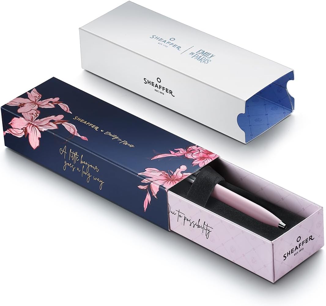 Sheaffer Sentinel Emily in Paris E321 Ballpoint Pen, Pink Matte Finish, Chrome-Plated Trims, Bow-Shaped Clip (Ballpoint)