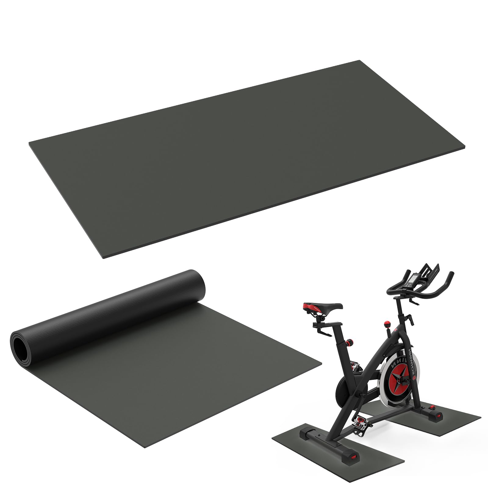 Wiojtry 2PCS Exercise Bike Mat, Non-Slip Exercise Bike Mat For Floor for Rowing Machine and Stationary Spin Bike