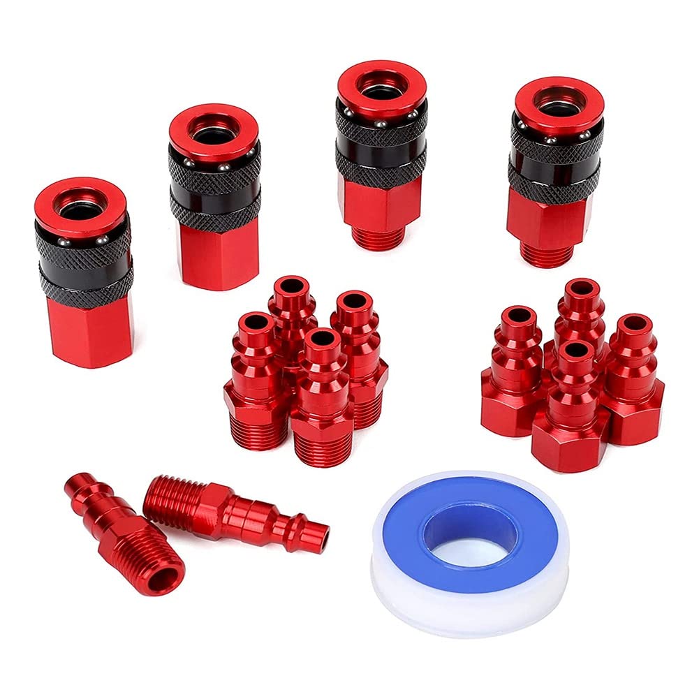 Bpqiang Men's 15Pc 1/4In Npt Air Coupler And Plug Kit, Quick Connect Fittings, Industrial Aluminum Set,Connector Set