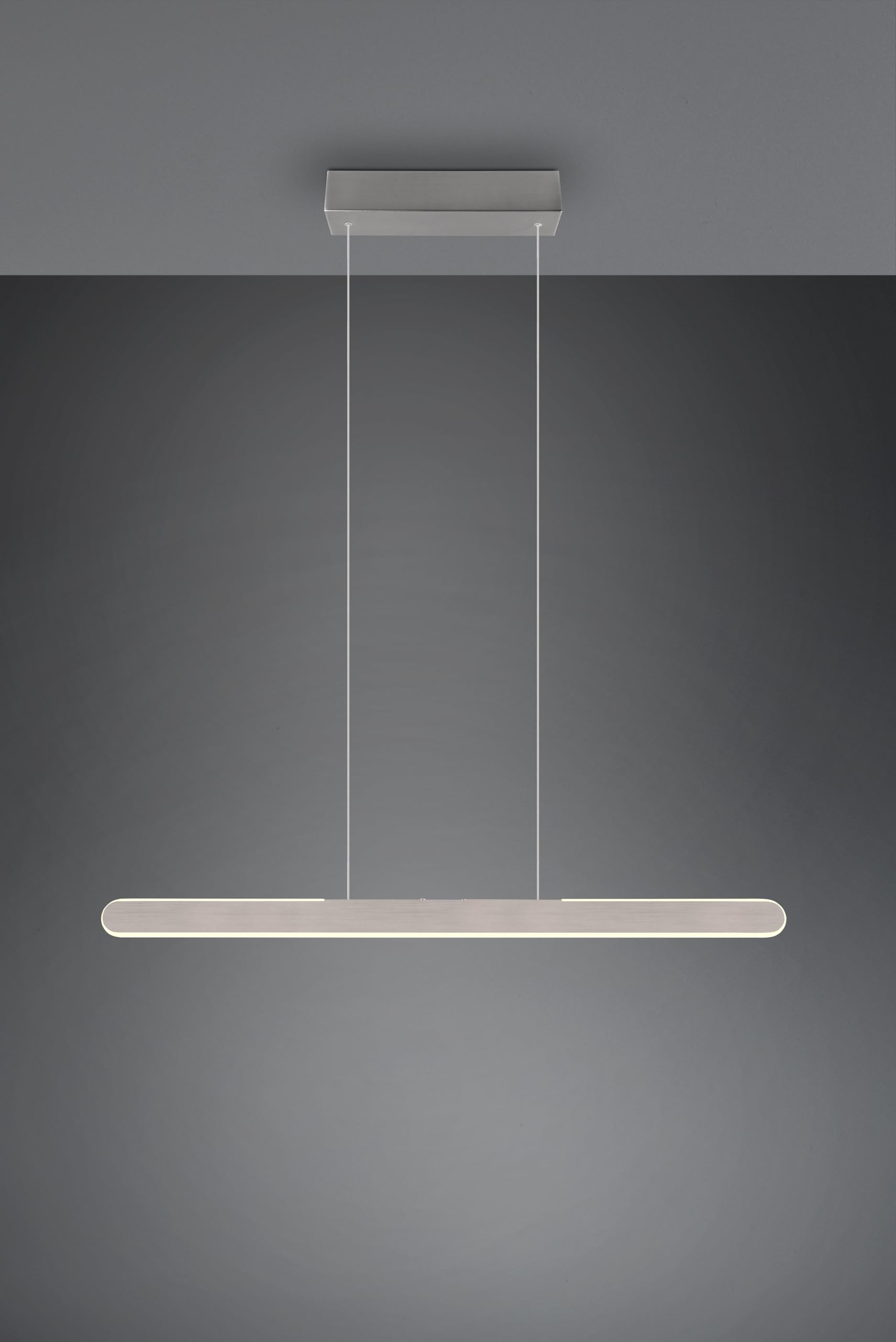 Trio Leuchten Pendelleuchte Helios 343310105, Aluminium gebürstet, inkl. 28 Watt LED, Touch Dimmer, Lichtfarbe einstellbar, Silber mit Gebürsteter Oberfläche |