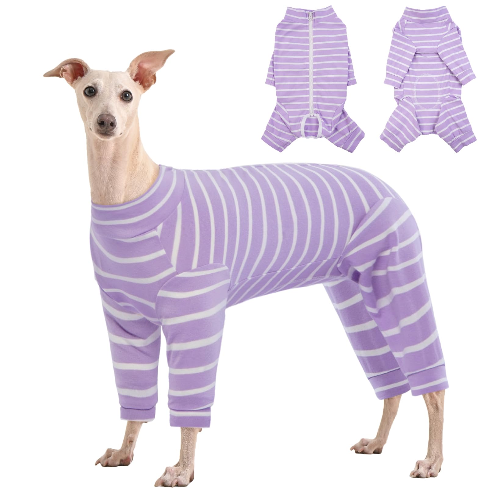 Kuoser Hundebody Nach Op, Hundebody Nach Kastration, Op Body Hund Kastration Hündin, Hundebody Mit Beinen, Body Für Hunde Nach Op，Hundepyjama für Kleine Mittelgroße Hunde Lila XL