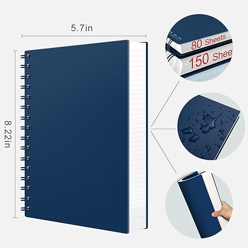 Miniatura 2 de AHGXG Cuaderno de espiral con rayas universitarias, diario en espiral A5, cuadernos Smal para trabajo, papel grueso de 3.53 ozm, tapa dura de