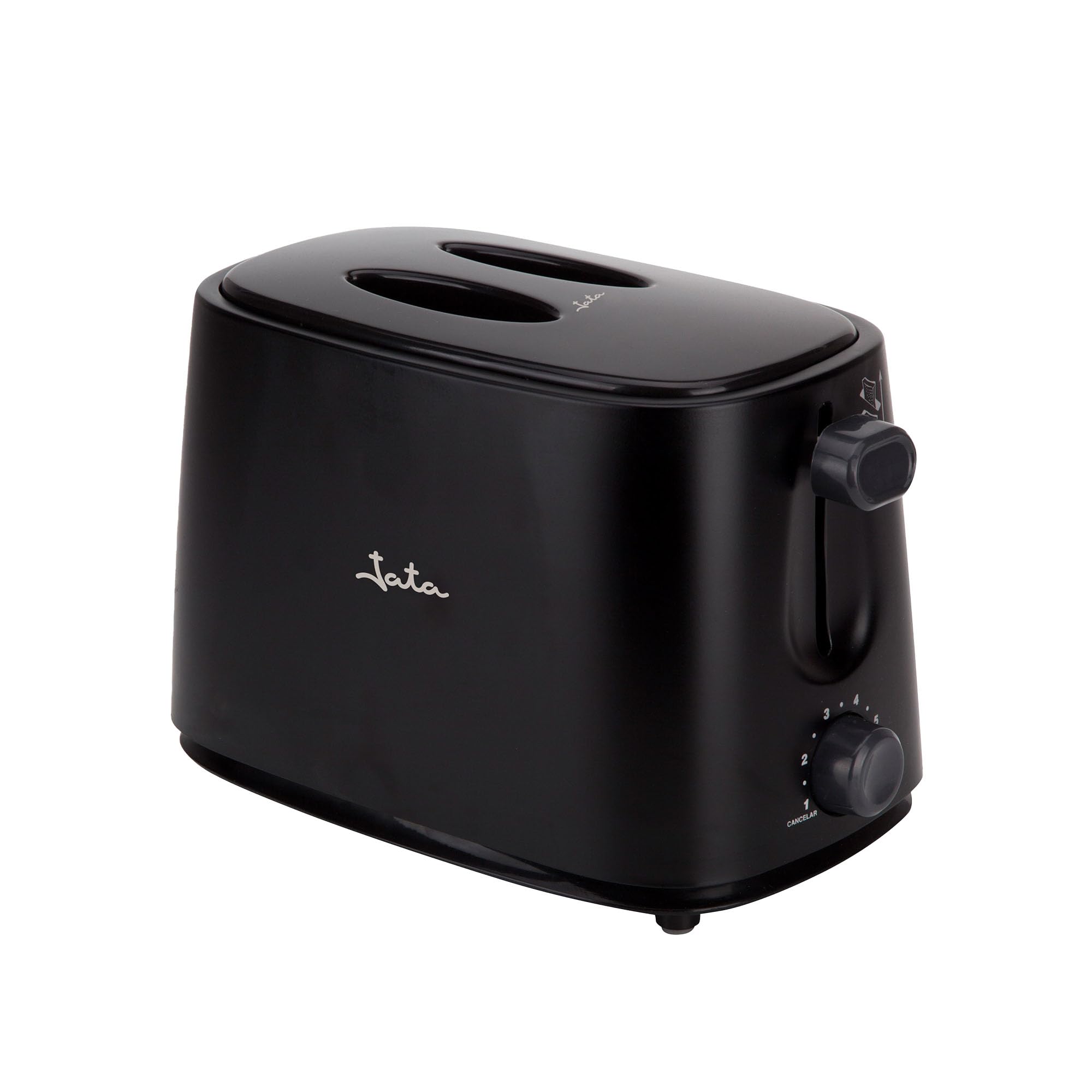 Jata TT631 Tostapane nero con cappuccio protettivo e due fessure extra larghe, con interruttore elettronico roast, 6 posizioni, corpo freddo, raccoglibriciole, nero