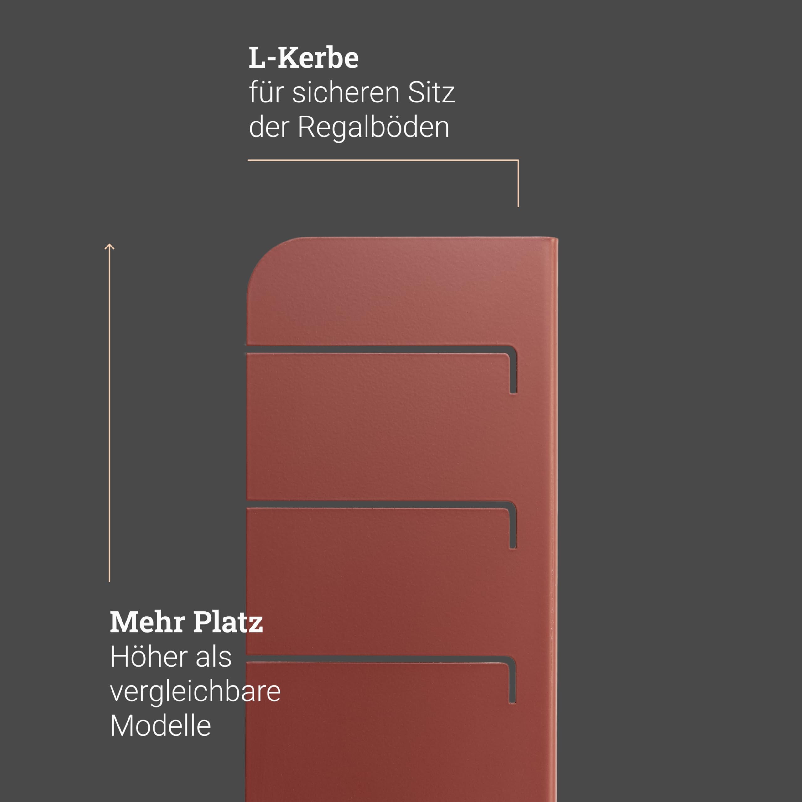Natural Goods Berlin 1x Wandregal Slide IN - Wandregal Metall Rot 720 x 600 x 210 mm - Metallregal Wand Rostfrei Pulverbeschichtet - Gewürzregal, Regal Hängend, Badregal Wand Regale - Regalsystem