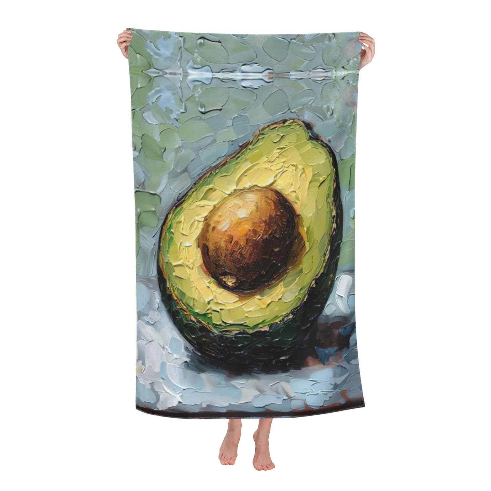 pojknbv Avocado Print Oversized Adult Beach Towel Quick-Dry Comfortable Lightweight Travel Pool Camping
