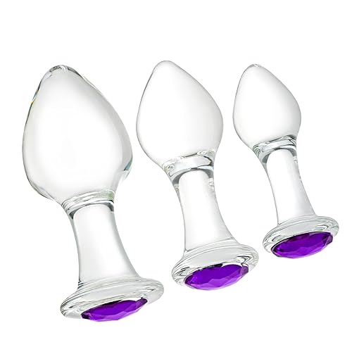 Crystal Anal Plug Bum Plugs Jewelry Anal Trainer Toys Glass Massage Butt Plug Large Medium Small Anal Stimulation Sex Toy for Unisex Masturbation (Dark Purple) - Dark Purple