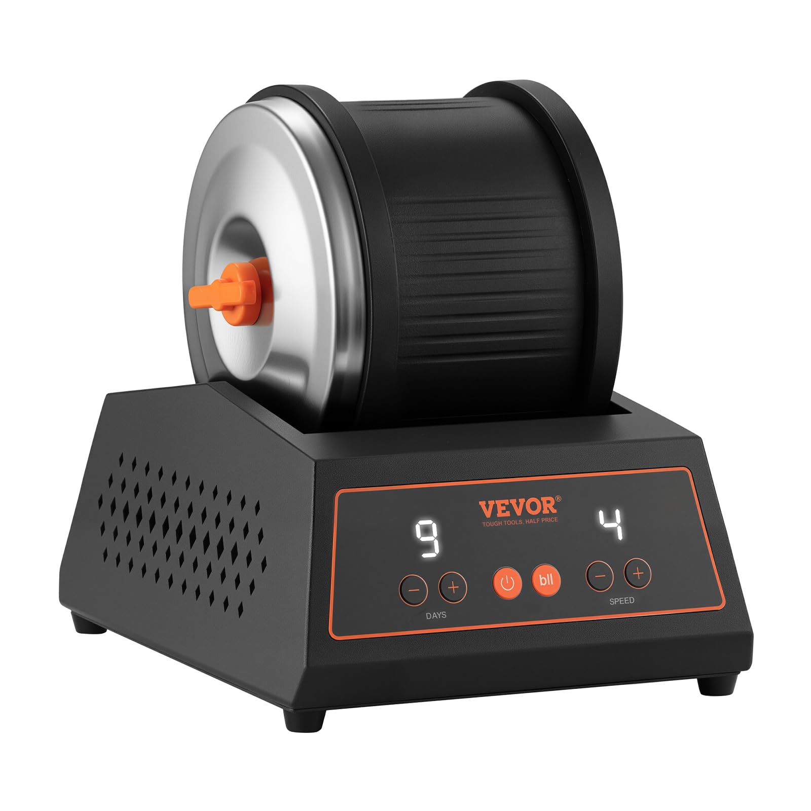 VEVOR Lucidatrice Elettrica per Rocce, Carico 1,​81 kg, 4 Livelli di Velocità, Set per Lucidatura con Pietre con Timer, Pannello di Controllo, Protezione da Sovraccarico e Adattatore, Nero