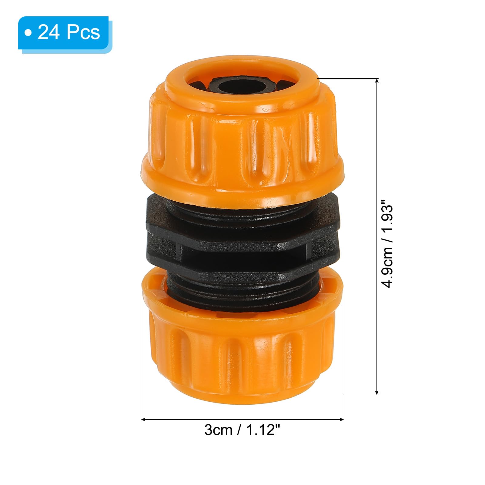 PATIKIL 1/2" Garden Hose Repair Kit Connector Extender, 24 Pcs Plastic Quick Water Hose Connectors Leakproof Design Fittings, Marigold - Image 2