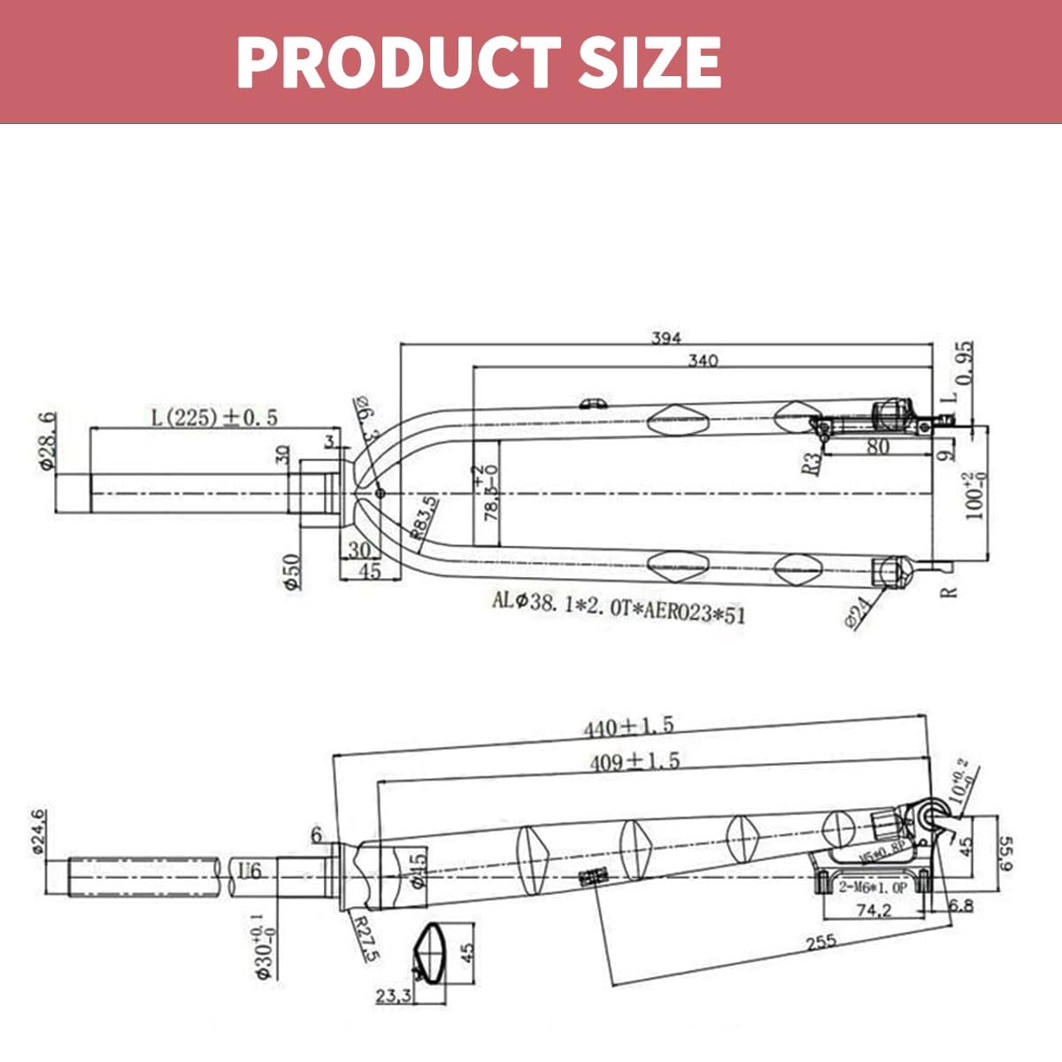 Forcella Ammortizzata per Mountain Bike 700C/26/27.5/29" Forcella Rigida per Bici da Strada con Tubo Dritto da 1-1/8" in Lega di Alluminio Forcella Anteriore per Bici da Strada QR