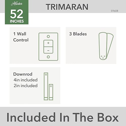 Miniatura 6 de Hunter Fan Company 59608 Trimaran - Ventilador de techo, 52, acabado plateado mate
