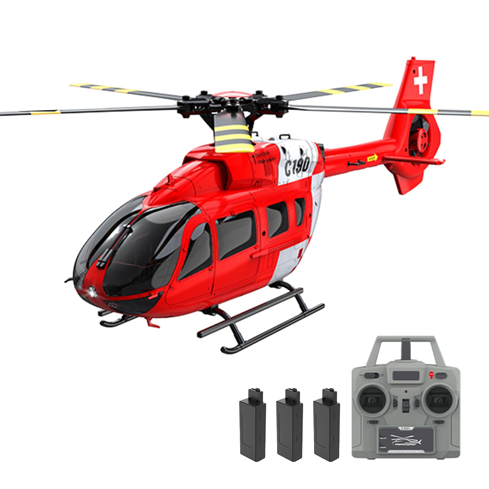 Elicottero radiocomandato 2,4 GHz RC elicottero con doppio motore brushless, 4 canali, posizione ottica del flusso, stabilizzazione del giroscopio a sei assi