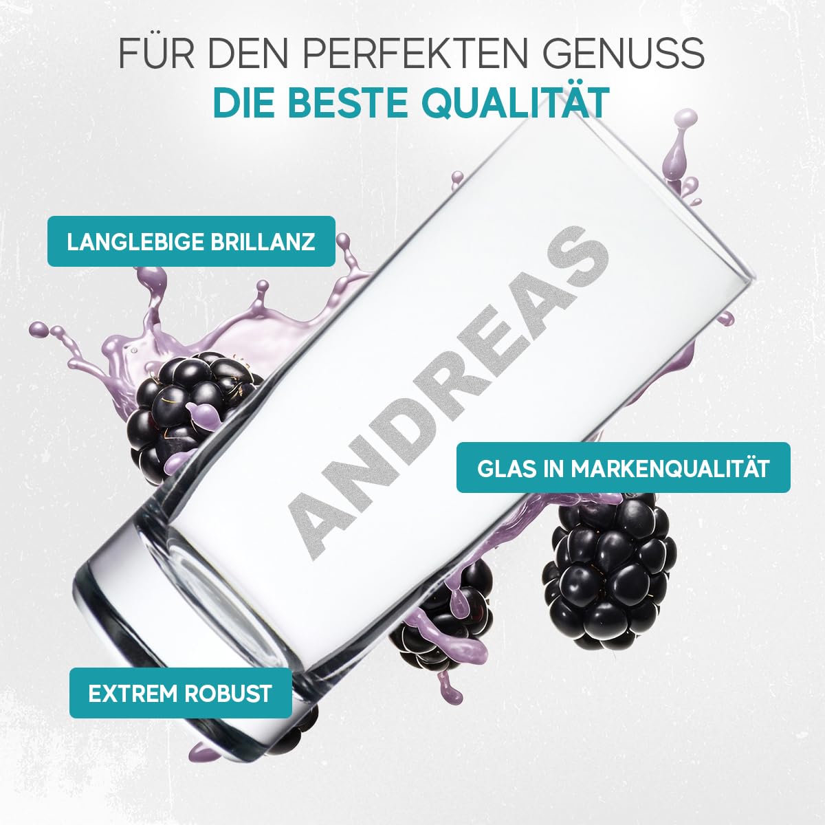 polar-effekt Wasser Trinkgläser 6er-Set 485 ml mit Gravur - personalisierte Wassergläser - spülmaschinenfeste Gläser für Cocktails, Wasser und Saft