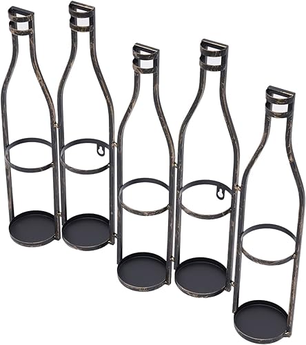 Miniatura 7 de LOYALHEARTDY Estante de vino de pared, 9 botellas, de hierro forjado negro, soporte para vino para pared, cocina, comedor, bar, solución de