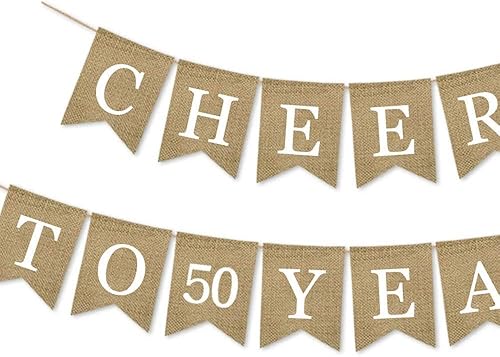 Miniatura 3 de CRAWPROP Guirnalda de banderines para fiesta de 50 años, decoración de guirnalda de banderines para exteriores