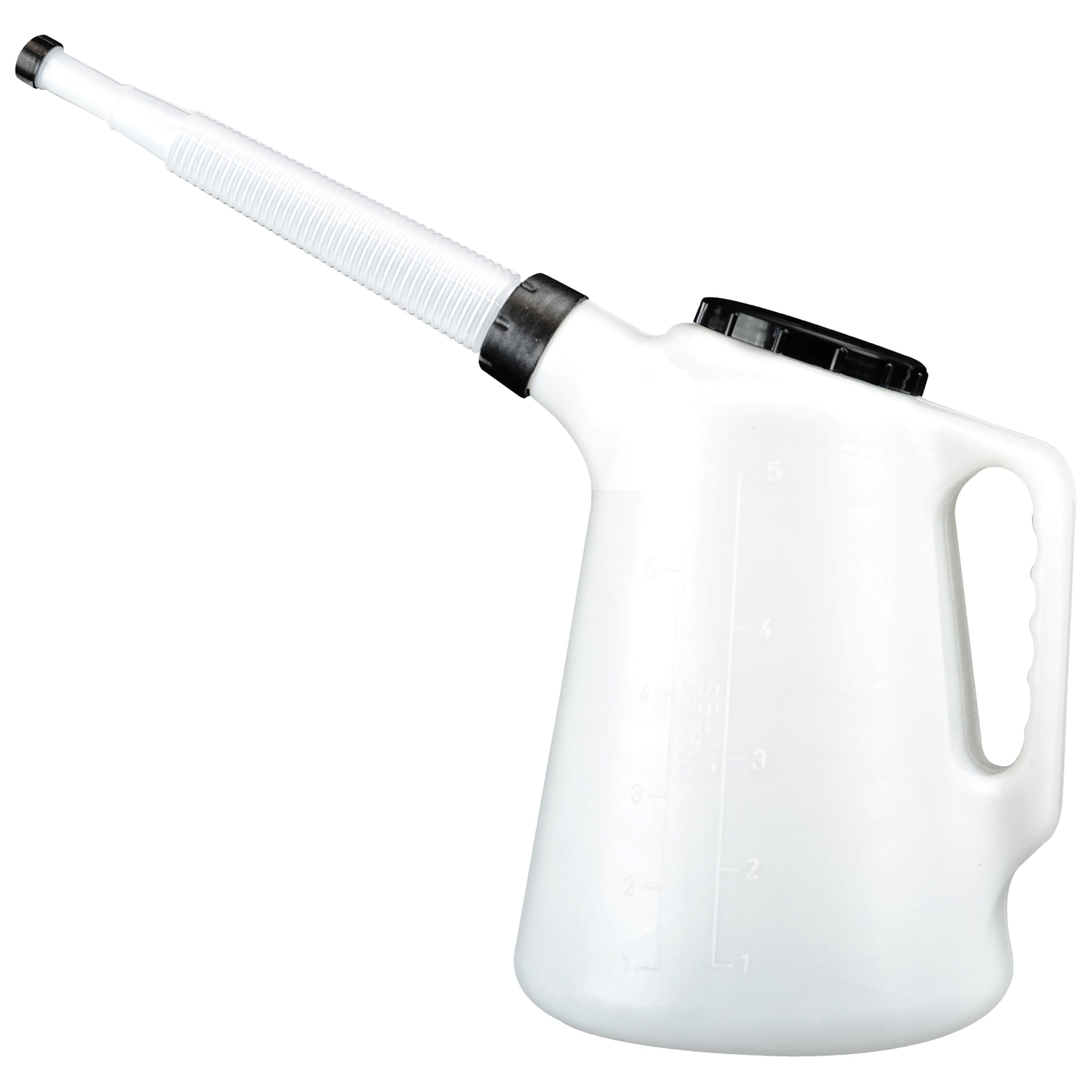 Faithfull Plastic Oil Pourer, Metric and Imperial Measuring Oil Can with Flexible Pouring Spout & Screw Cap - 5 Litre