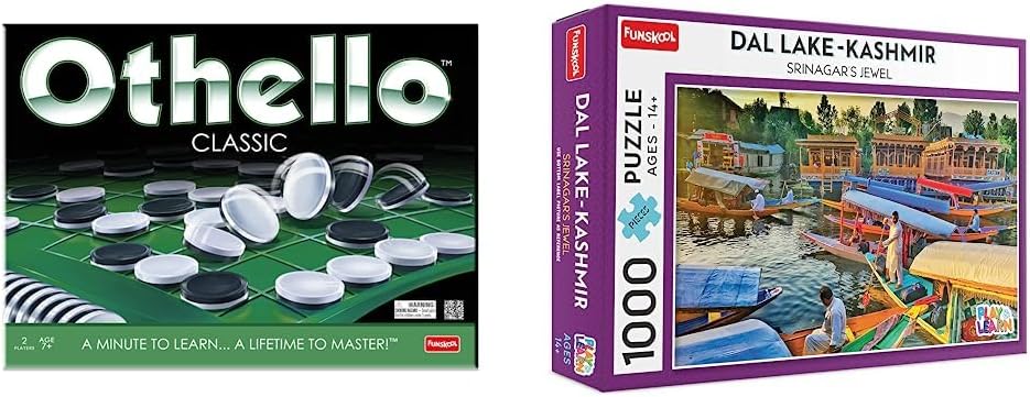 Funskool Games - Othello + Play & Learn-Dal Lake Kashmir,Educational Puzzle,7+Years