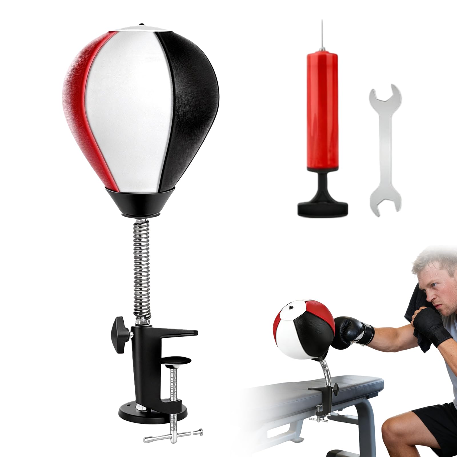 Punchingball Mesa con abrazadera de mesa, bolsa de punching de escritorio, para adultos, mini saco de boxeo Punchingball con y bomba de aire, saco de caja para casa y escritorio para aliviar el estrés