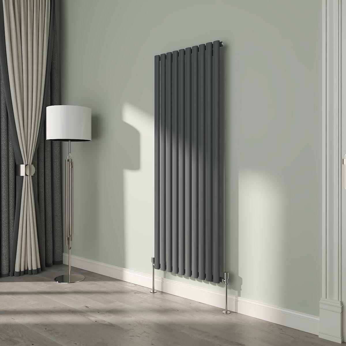 NRG 1600x590mm Oval Column Radiator Single Panel Anthracite