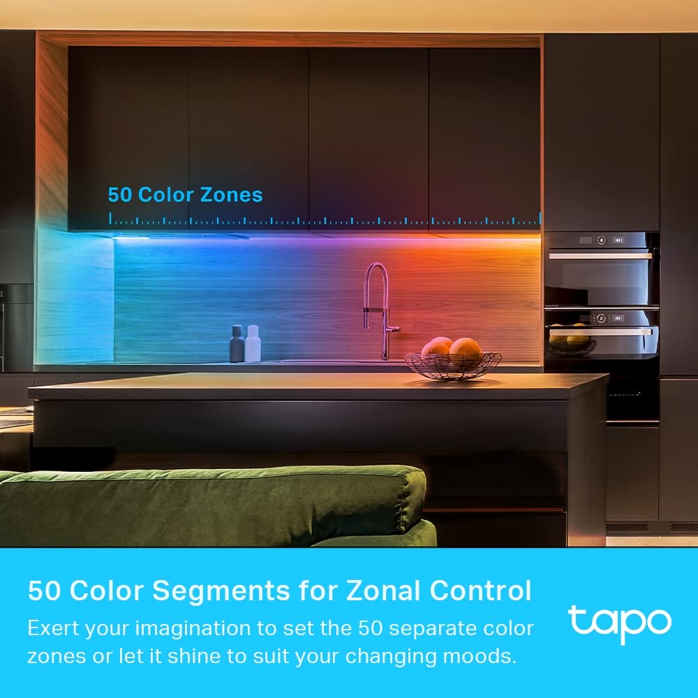 TP-Link Tapo L930-10 | Inteligentna taśma LED RGBIC Wi-Fi 10 m | Efekty dynamiczne | Segmentowe podświetlenie | Tryb muzyczny | Sterowanie przez aplikację Tapo | Kompatybilna z Alexa i Google Home