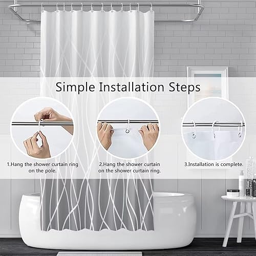 Miniatura 7 de Cortina de ducha pequeña a rayas gris claro degradado para baño, 36 x 72 pulgadas, juego de cortina de ducha geométrica para cabina de RV con Gris