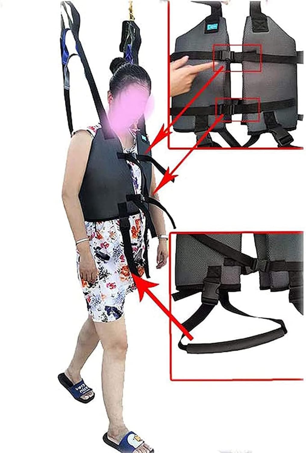 Patient Lift Slings Drive Standing Leg Trainers Exercise Thigh Hip Waist Lumbar Supports Walking Standing Aids Transfer Belt, Rehabilitation Aids for Patients, Gray