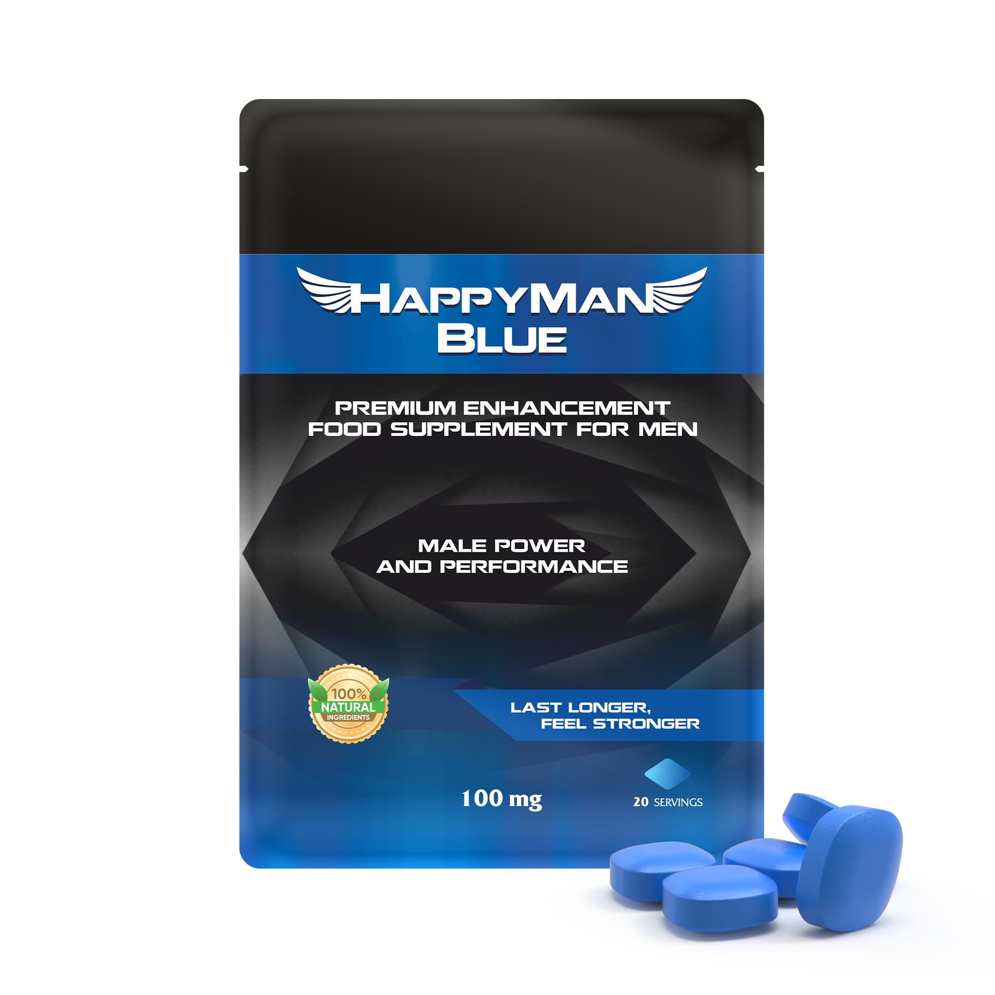 20 Tablets | Natural Herbal Supplement for Men | Prolonged Performance and Enhancement Tablets | Fast Acting and Extra Strong | Stamina and Energy Support | Ginseng