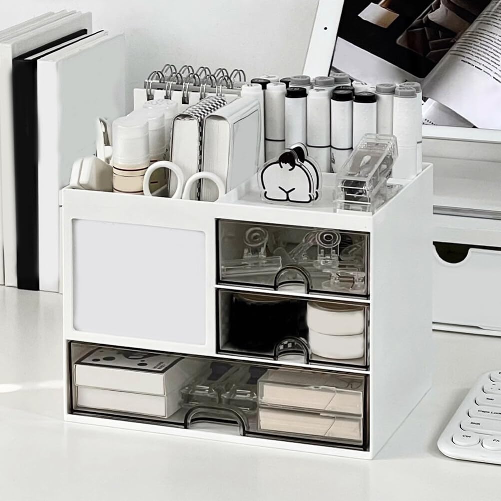 Organizador De Escritorio Extraíble Caja De Almacenamiento Multiusos Compartimentos Transparentes Para Papelería Para Oficina Hogar