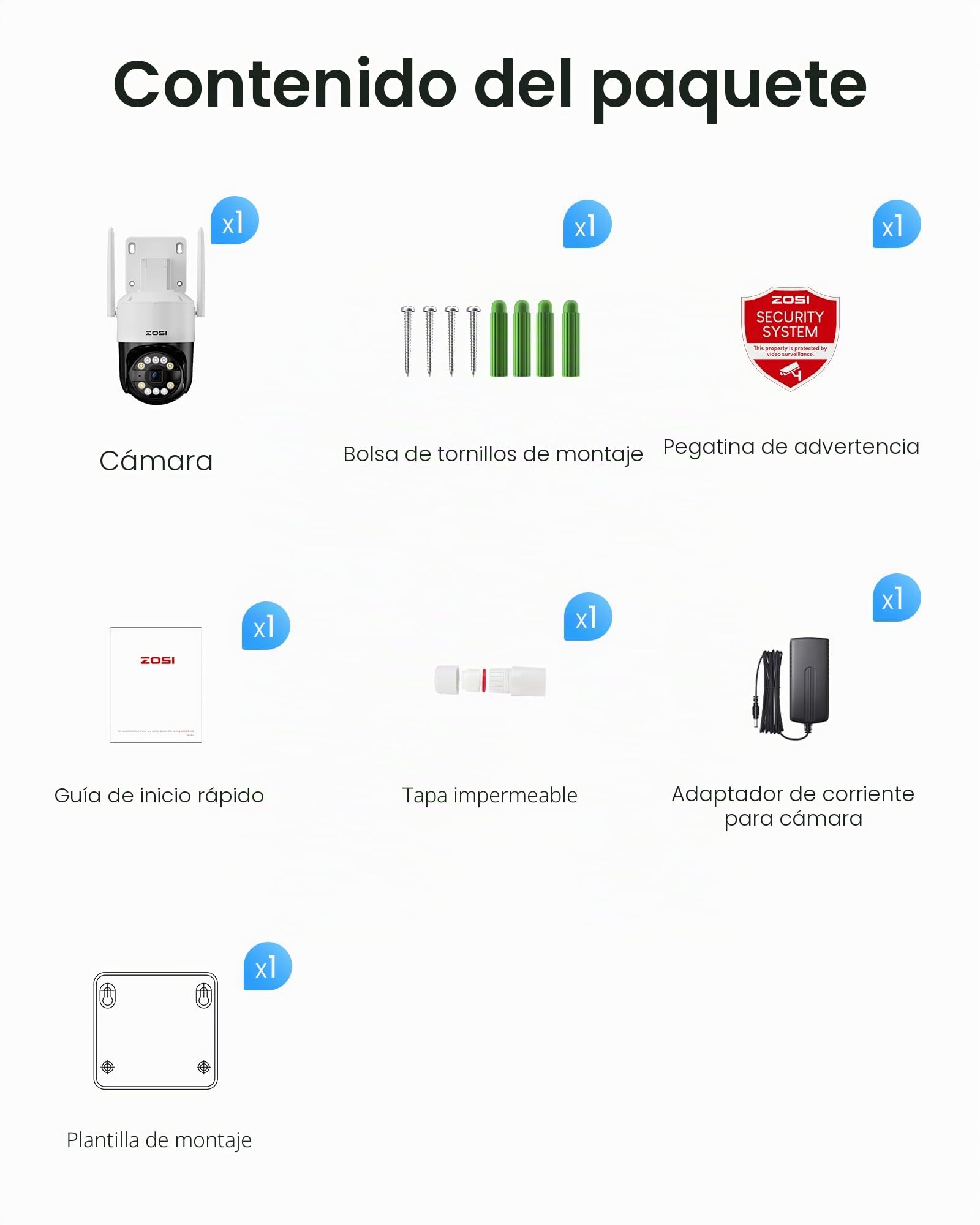 ZOSI 3K Cámara Vigilancia WiFi-6 Exterior, 360° Pan y Tilt Visión, Detección y Seguimiento Automático de Persona, 2,4GHz Cámara Seguridad con Audio Bidireccional
