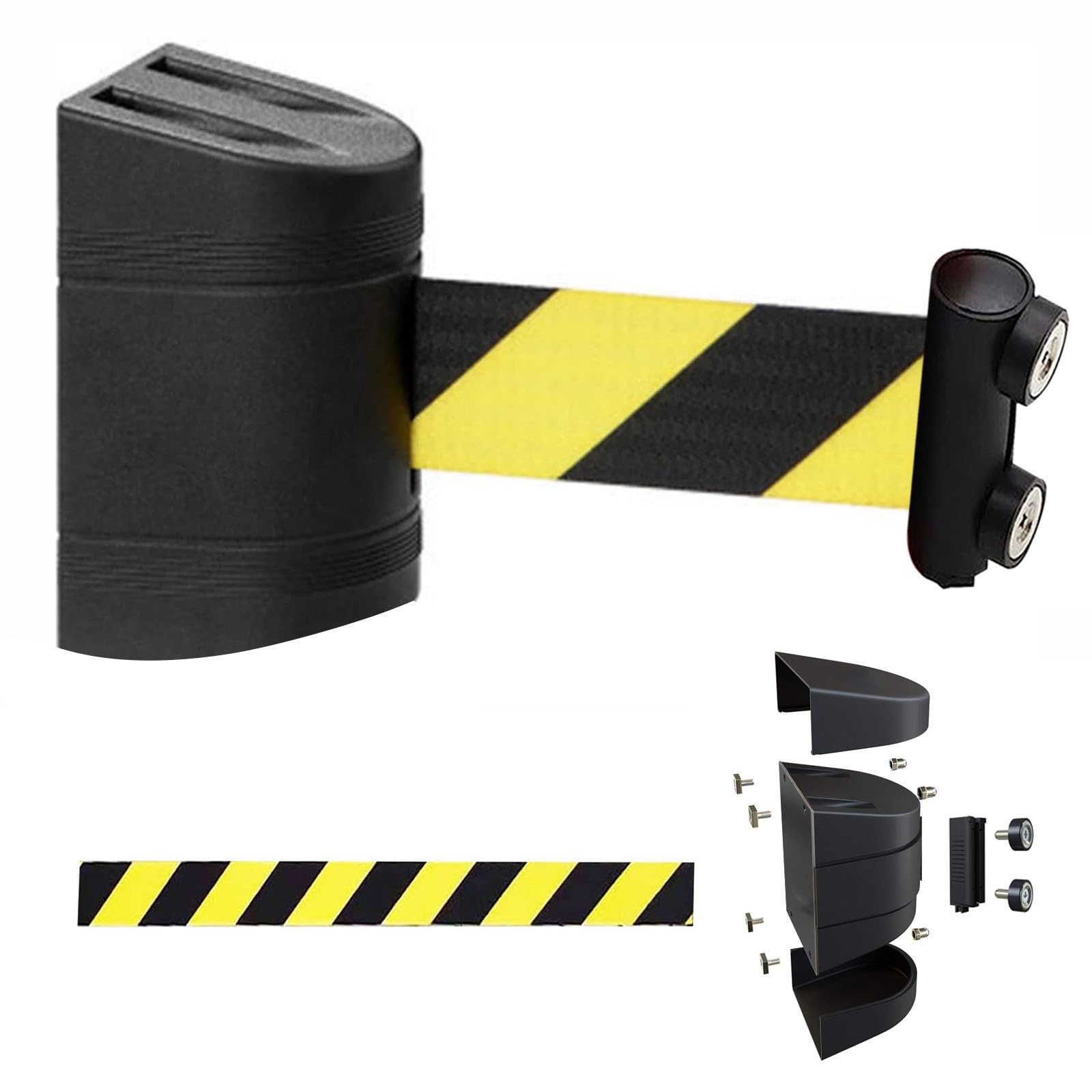 YNIYUJKL Black Magnetic Wall Mount Queue Belt Barrier - 32Ft Retractable Crowd Control System With Accessories - Perfect For Events, Restaurants, Retail Spaces, And Line Management,A-10M/32FT