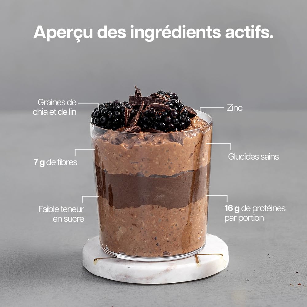 Protein Works | Overnight Oats – GOLD Innovation, Petit-Déjeuner High-Protein, Chia & Graines de Lin, Soutient Perte de Poids, Faible Sucre, Chocolat Noir Framboise, 14 Portions, 1kg