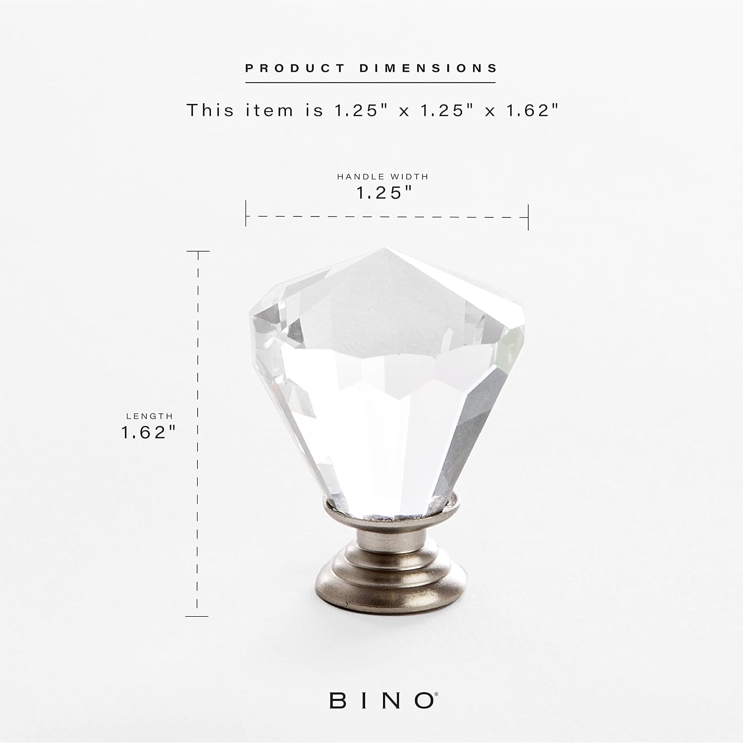 BINO 6-Pack Crystal Drawer Knobs - 1.25" Diameter (32mm), Satin Nickel - Dresser Knobs for Dresser Drawers Crystal Knobs and Pulls Handles