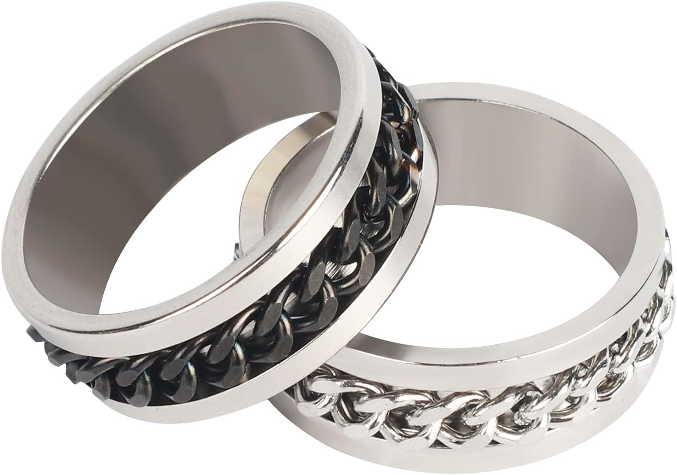 Anxiety Ring For Men Women Stainless Steel Titanium Steel Removable Chain Rings Cool Spinner Rings Fidget Ring