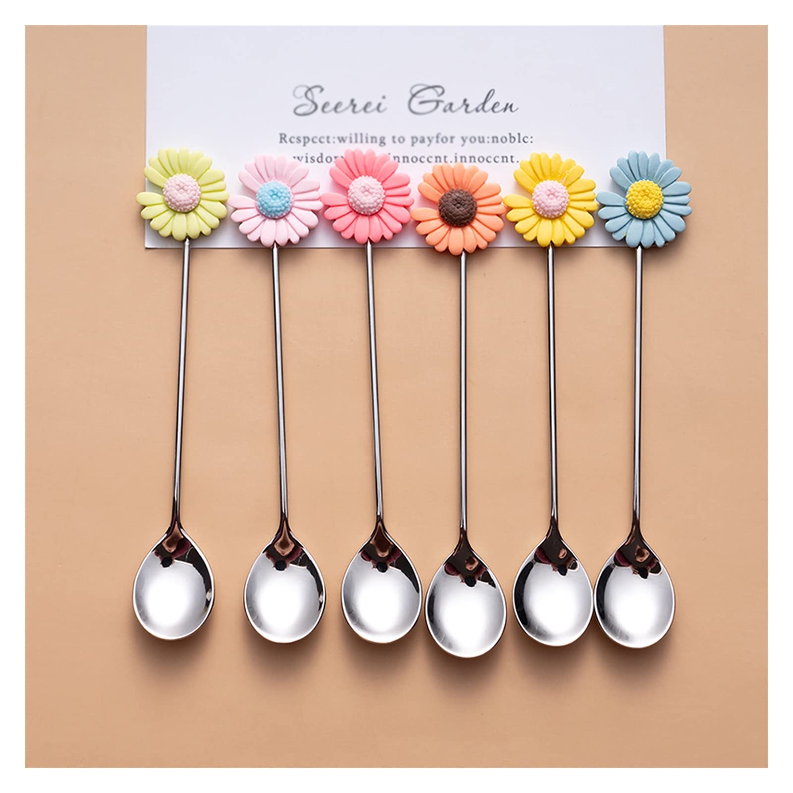 Cucharas de té, cucharas de postre, juego de cucharas de postre, 6 cucharaditas de 5,1 pulgadas, mango creativo, acero inoxidable de primera calidad, cuchara de yogur occidental for postre, cucharas d