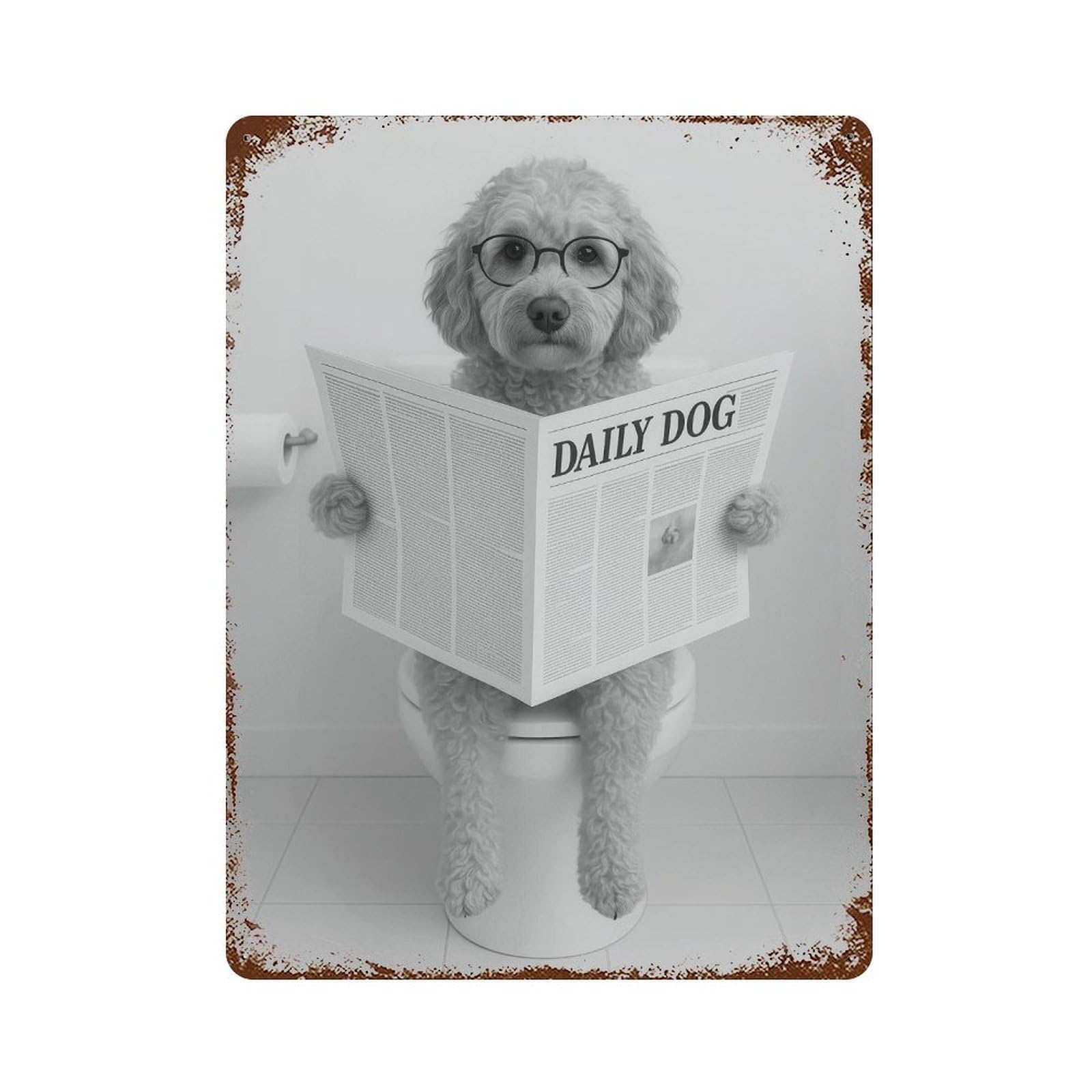 xiaoxiaoshen Goldendoodle Bathroom Print Wall Decor Art Metal Tin Poster Modern Home Decor Art Home Bar Shop Decorations Vintage Sign 40x30cm