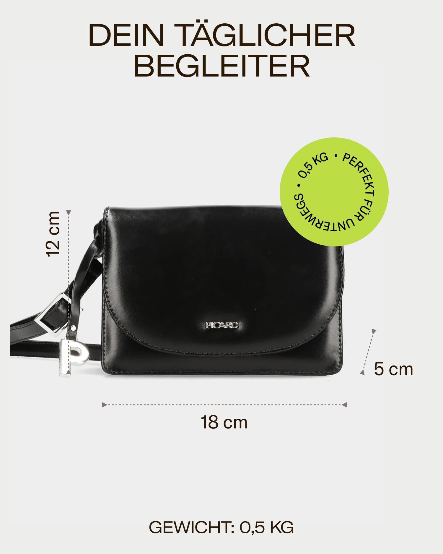 Picard Damen Schultertasche BERLIN aus Rindsleder Klein | mit Magnetverschluss | Schultertasche | Alltag