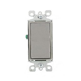 Leviton 5603-2GY 15 Amp, 120/277 Volt, Decora Rocker 3-Way AC Quiet Switch, Residential Grade, Grounding, 10-Pack, Gray, Piece