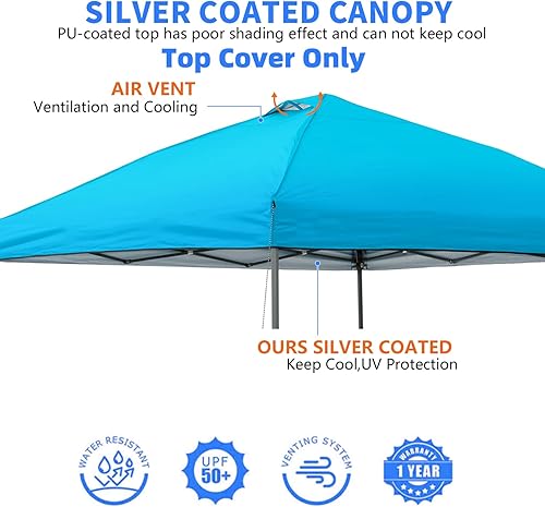 Miniatura 2 de Cubierta superior de repuesto para toldo de 10 x 10, cubierta de repuesto con cuerdas de ventilación de aire, parasol impermeable recubierto de tela