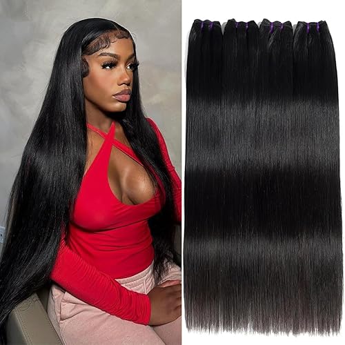 Human Hair Bundles Straight Hair 4 Bundles 18 20 22 24 Inch 16A Vietnamese Raw Human Hair 100% Unprocessed Virgin Hair Weave Bundles Human Hair Extension Natural Black Color